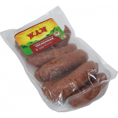 "Чесночная" колбаса полукопченая, мясной продукт кат.Г (газ) (ОРСК)