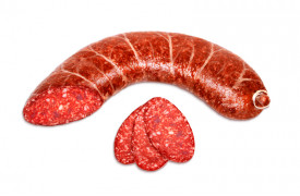 Продукт мясной, изделие колбасное сырокопченое полусухое:с/к Чоризо в/у в синюге Козелки