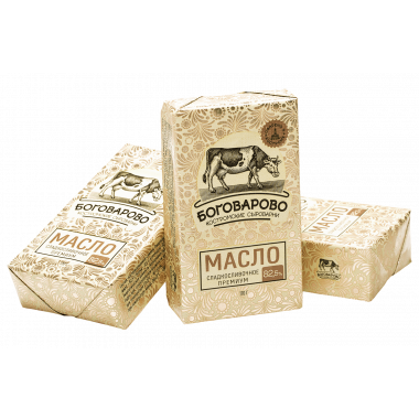 Масло сладкосливочное несоленое "Боговарово 82,5% Премиум 0,17 кг (16 шт)  (Кострома)
